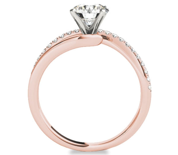 1.00ct (6.5mm) Round  14K Rose Gold Engagement Ring with Gem Accents