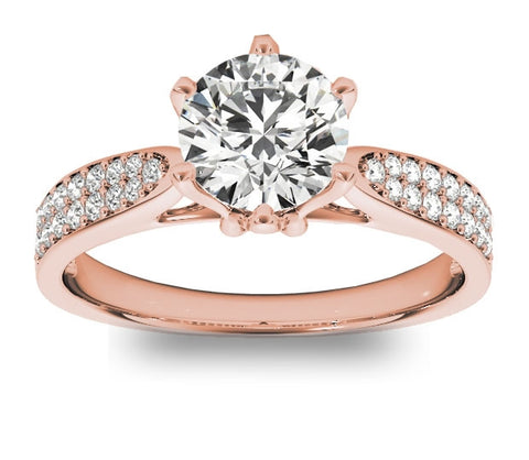 1.00ct (6.5mm) Round  14K Rose Gold Engagement Ring with Gem Accents