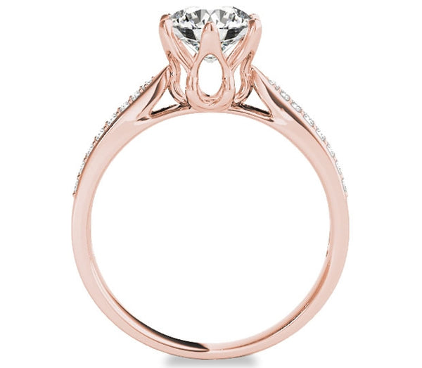 1.00ct (6.5mm) Round  14K Rose Gold Engagement Ring with Gem Accents