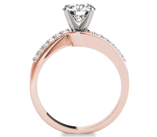 1.00ct (6.5mm) Round  14K Rose Gold Engagement Ring with Gem Accents