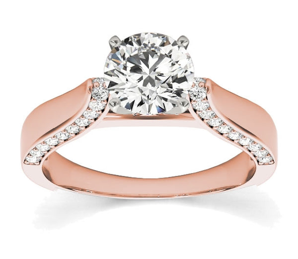 1.00ct (6.5mm) Round  14K Rose Gold Engagement Ring with Side Accents