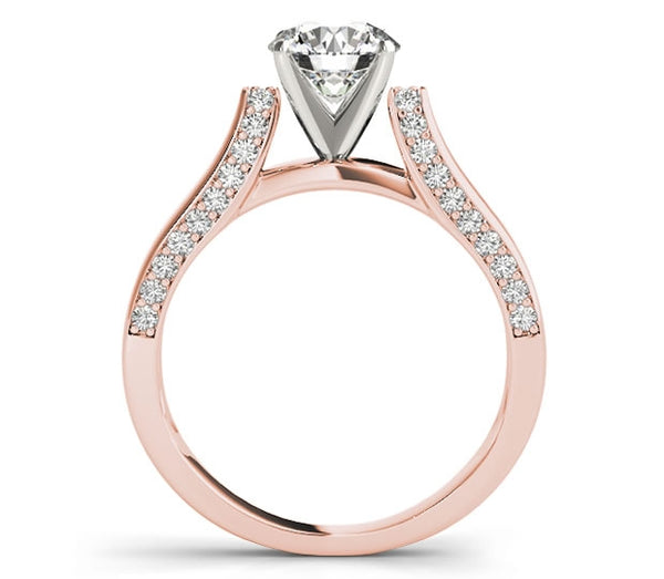 1.00ct (6.5mm) Round  14K Rose Gold Engagement Ring with Side Accents