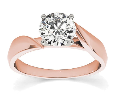 1.00ct (6.5mm) Round  14K Rose Gold Bypass Solitaire Engagement Ring