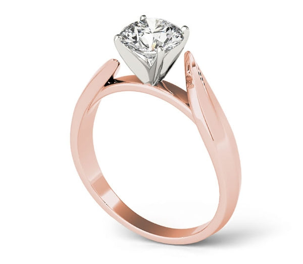 1.00ct (6.5mm) Round  14K Rose Gold Bypass Solitaire Engagement Ring