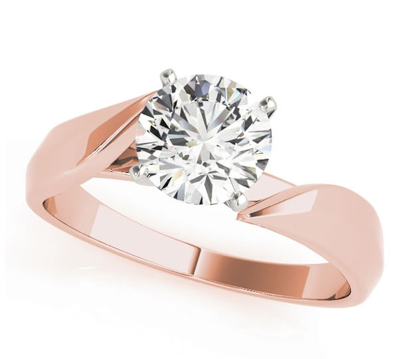 1.00ct (6.5mm) Round  14K Rose Gold Bypass Solitaire Engagement Ring