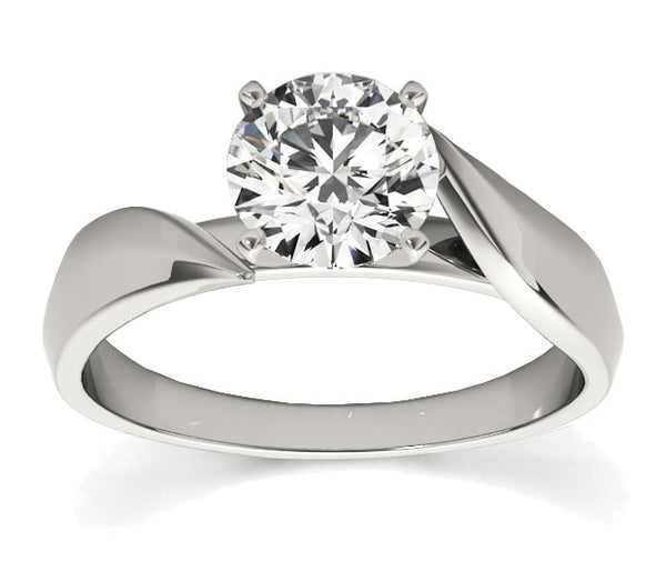 1.00ct (6.5mm) Round  14K White Gold Bypass Solitaire Engagement Ring