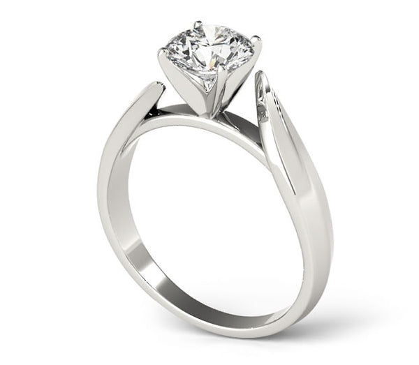 1.00ct (6.5mm) Round  14K White Gold Bypass Solitaire Engagement Ring