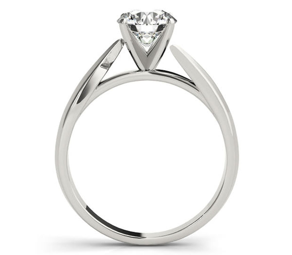 1.00ct (6.5mm) Round  14K White Gold Bypass Solitaire Engagement Ring