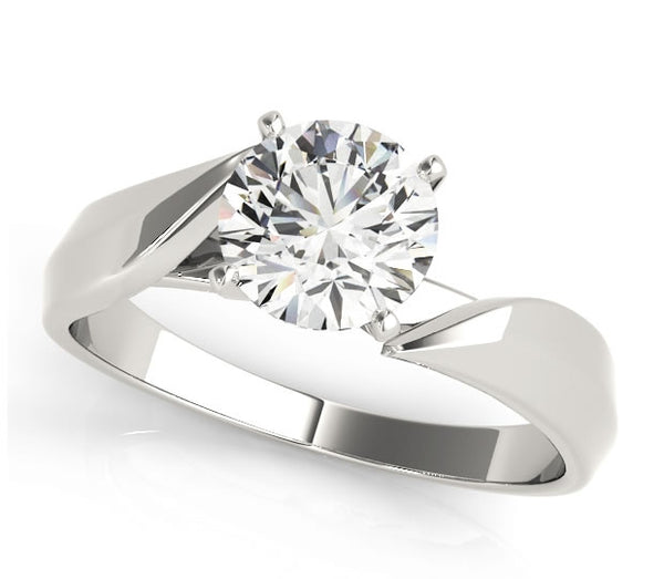 1.00ct (6.5mm) Round  14K White Gold Bypass Solitaire Engagement Ring