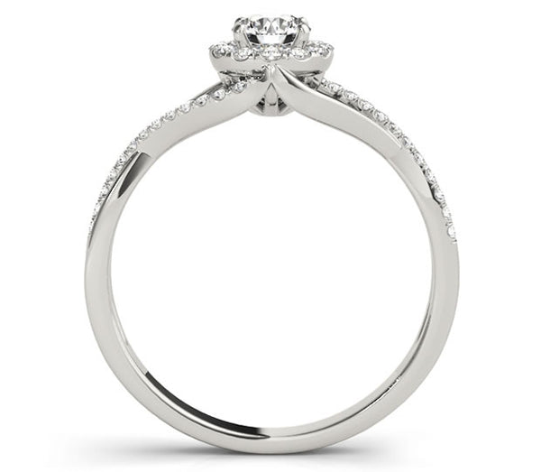 1.00ct (6.5mm) Round  14K White Gold Engagement Ring with Sidestones