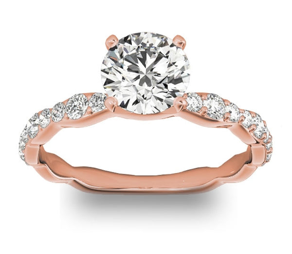 1.00ct (6.5mm) Round  14K Rose Gold Engagement Ring with Side Accents