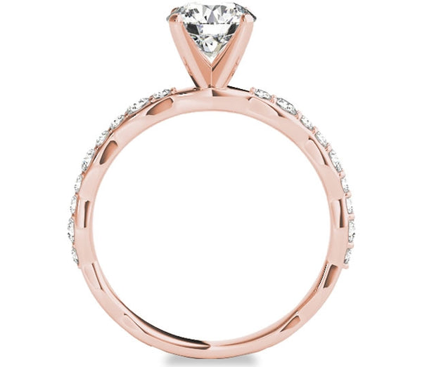 1.00ct (6.5mm) Round  14K Rose Gold Engagement Ring with Side Accents