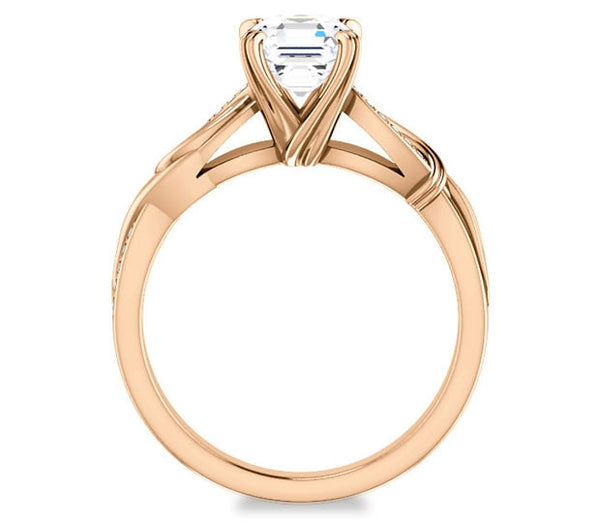 1.30ct (6.5mm) Asscher  14K Rose Gold Engagement Ring With Gem Accents