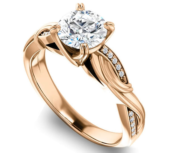 1.00ct (6.5mm) Round  14K Rose Gold Engagement Ring With Gem Accents