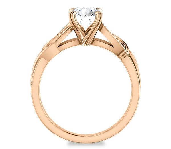 1.00ct (6.5mm) Round  14K Rose Gold Engagement Ring With Gem Accents