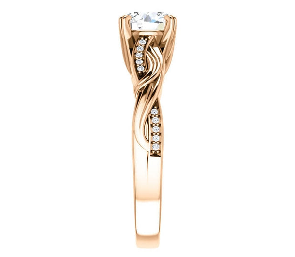 1.00ct (6.5mm) Round  14K Rose Gold Engagement Ring With Gem Accents