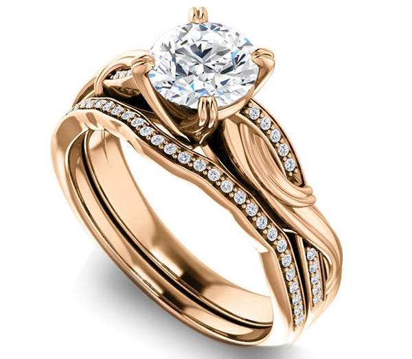 1.00ct (6.5mm) Round  14K Rose Gold Engagement Ring With Gem Accents