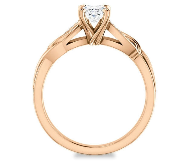 0.90ct (7.0x5.0mm) Oval  14K Rose Gold Engagement Ring With Gem Accents