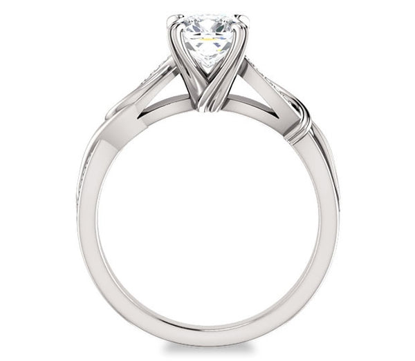 3.30ct (9.0mm) Cushion Moissanite 14k White Gold Engagement Ring With Gem Accents