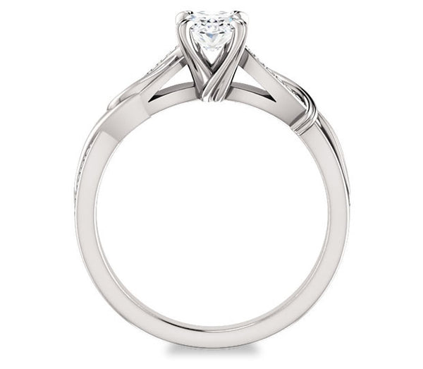 0.90ct (7.0x5.0mm) Oval  14K White Gold Engagement Ring With Gem Accents