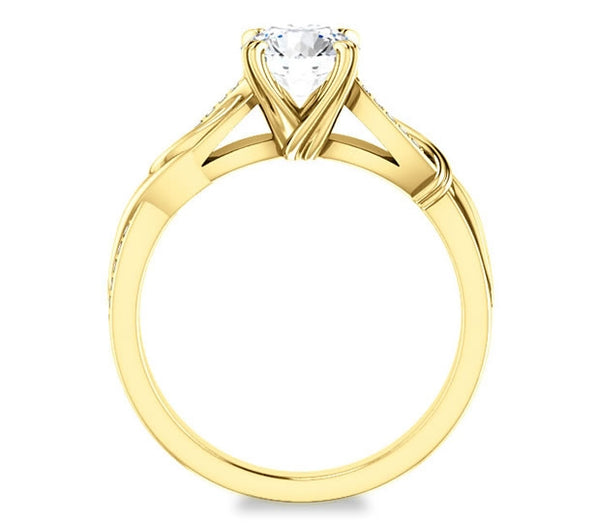 1.00ct (6.5mm) Round  14K Yellow Gold Engagement Ring With Gem Accents