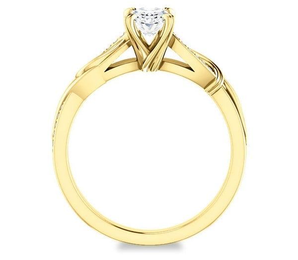 0.90ct (7.0x5.0mm) Oval  14K Yellow Gold Engagement Ring With Gem Accents