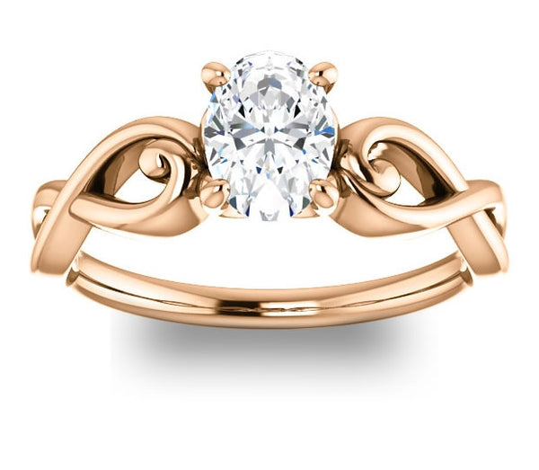 0.90ct (7.0x5.0mm) Oval  14K Rose Gold Solitaire Engagement Ring