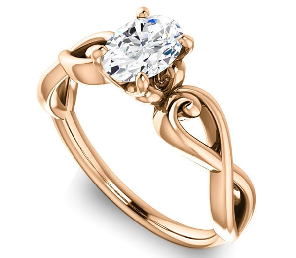 0.90ct (7.0x5.0mm) Oval  14K Rose Gold Solitaire Engagement Ring