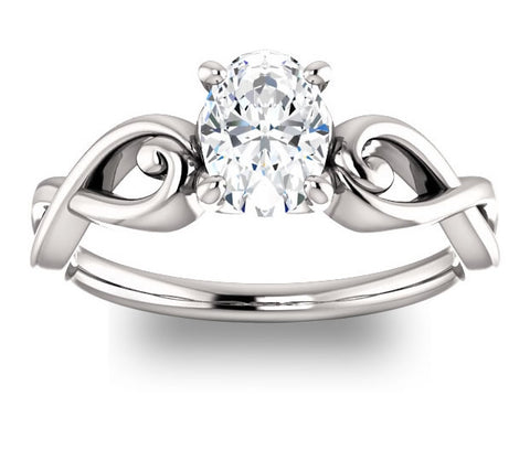 0.90ct (7.0x5.0mm) Oval  14K White Gold Solitaire Engagement Ring