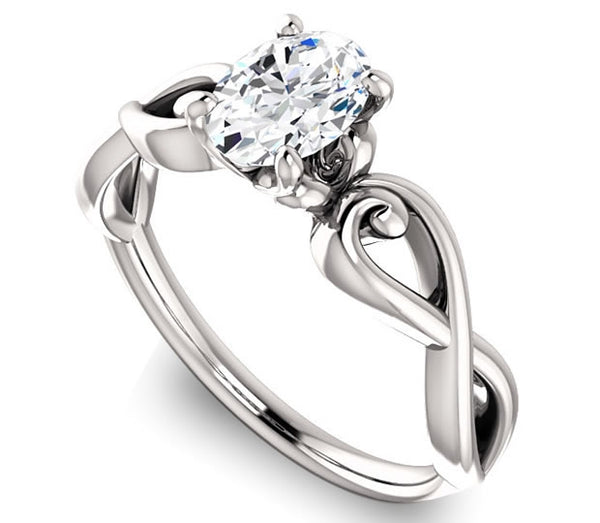 0.90ct (7.0x5.0mm) Oval  14K White Gold Solitaire Engagement Ring