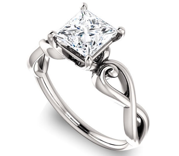 1.30ct (6.0mm) Princess  14K White Gold Solitaire Engagement Ring