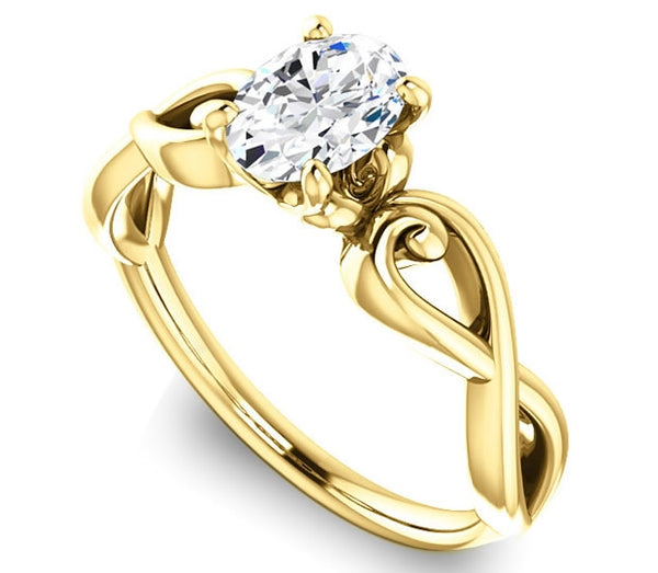 0.90ct (7.0x5.0mm) Oval  14K Yellow Gold Solitaire Engagement Ring