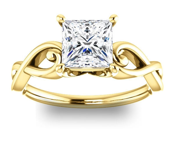 1.30ct (6.0mm) Princess  14K Yellow Gold Solitaire Engagement Ring