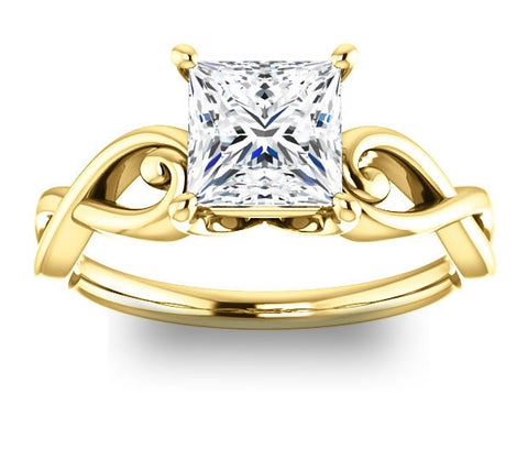 1.30ct (6.0mm) Princess  14K Yellow Gold Solitaire Engagement Ring