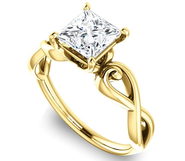 1.30ct (6.0mm) Princess  14K Yellow Gold Solitaire Engagement Ring