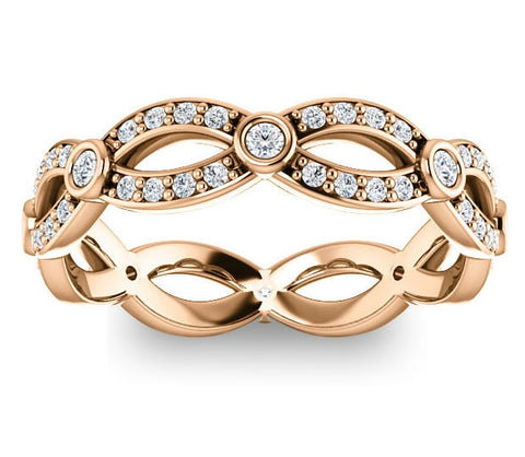 14K Rose Gold Moissanite Crossing Band (0.44ctw)