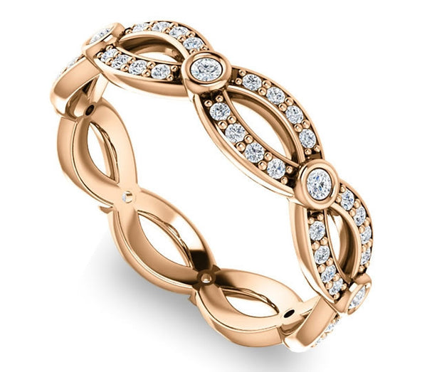 14K Rose Gold Moissanite Crossing Band (0.44ctw)