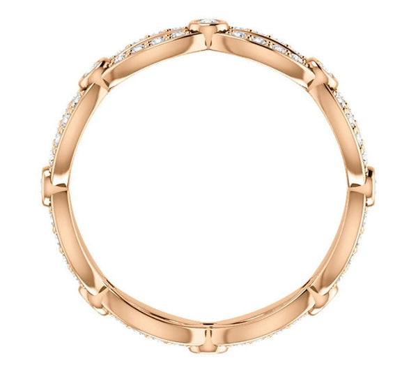 14K Rose Gold Moissanite Crossing Band (0.44ctw)