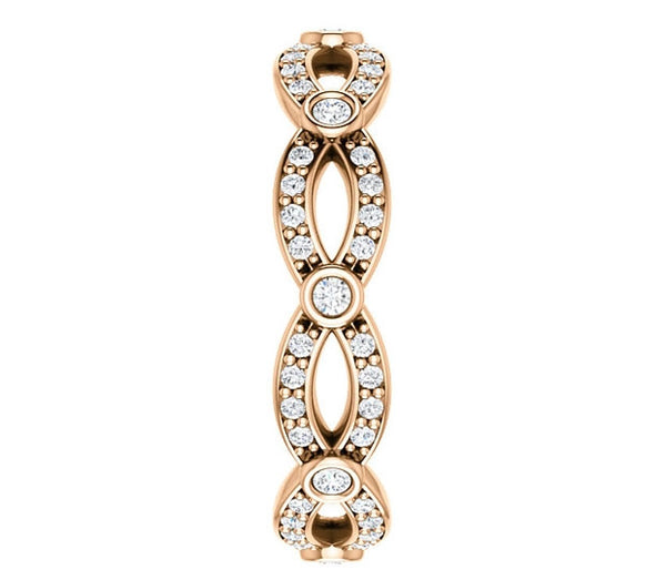 14K Rose Gold Moissanite Crossing Band (0.44ctw)