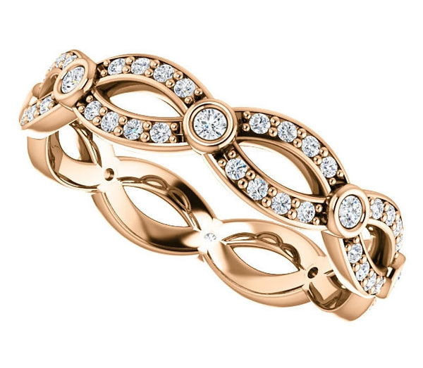 14K Rose Gold Moissanite Crossing Band (0.44ctw)