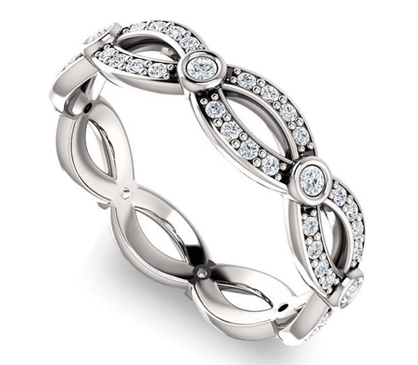 14K White Gold Moissanite Crossing Band (0.44ctw)