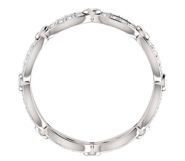 14K White Gold Moissanite Crossing Band (0.44ctw)