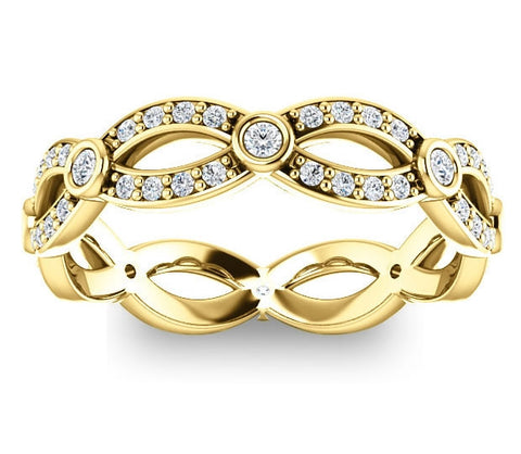 14K Yellow Gold Moissanite Crossing Band (0.44ctw)