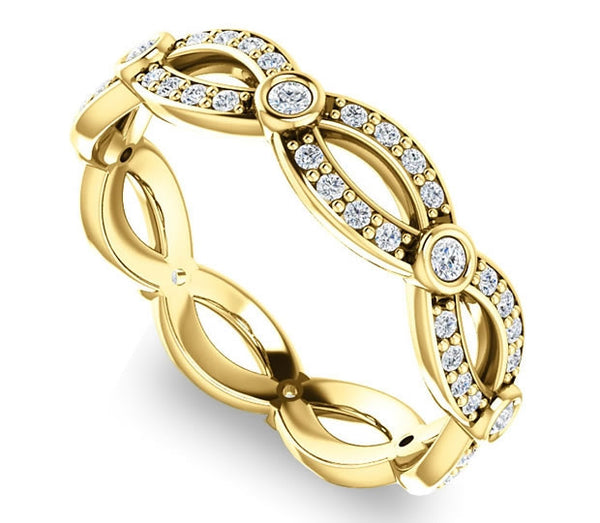 14K Yellow Gold Moissanite Crossing Band (0.44ctw)