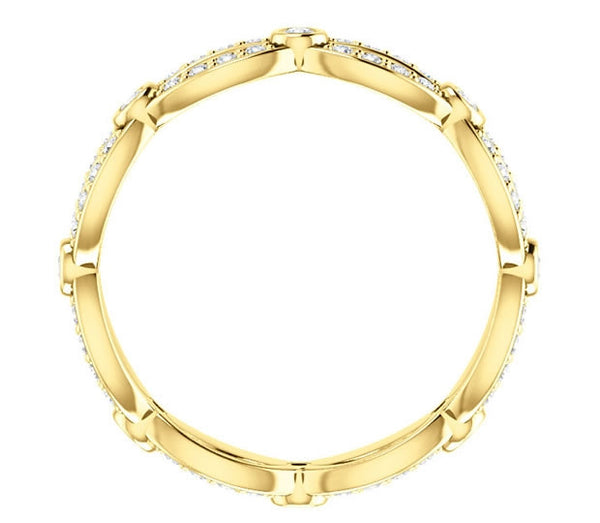 14K Yellow Gold Moissanite Crossing Band (0.44ctw)