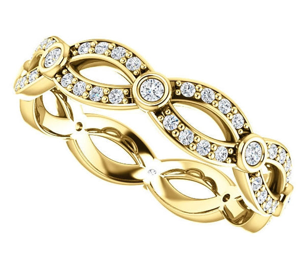 14K Yellow Gold Moissanite Crossing Band (0.44ctw)