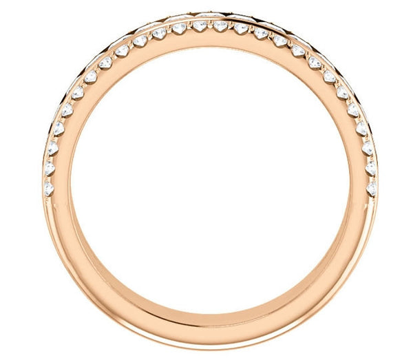 14K Rose Gold Ladies Band with Princess and Brilliant Round Accents (1.3ctw)