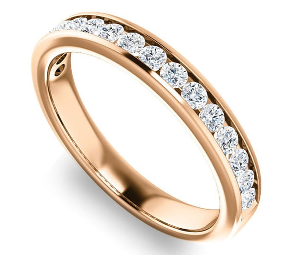 14K Rose Gold 2mm Channel Set Moissanite Band (0.5ctw)