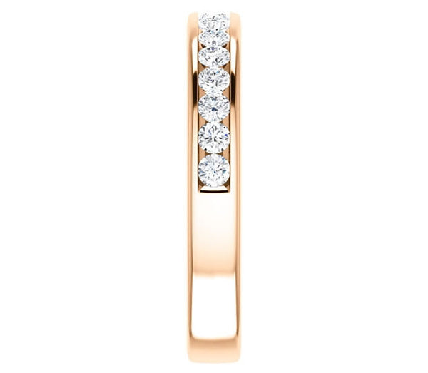 14K Rose Gold 2mm Channel Set Moissanite Band (0.5ctw)