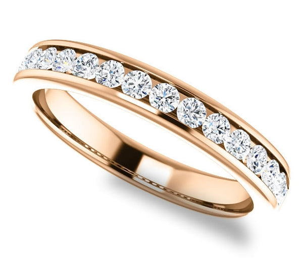 14K Rose Gold 2mm Channel Set Moissanite Band (0.5ctw)